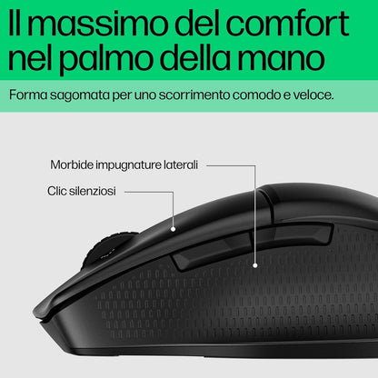 HP 480 Comfort Bluetooth Mouse | Connect up to 3 Devices | 6 Programmable Buttons | 4D Scroll Wheel | Ergonomic | 4000 DPI | Soft Side Grips | Quiet Clicks | Windows 10, 11 and macOS | Black