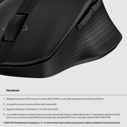 HP 480 Comfort Bluetooth Mouse | Connect up to 3 Devices | 6 Programmable Buttons | 4D Scroll Wheel | Ergonomic | 4000 DPI | Soft Side Grips | Quiet Clicks | Windows 10, 11 and macOS | Black