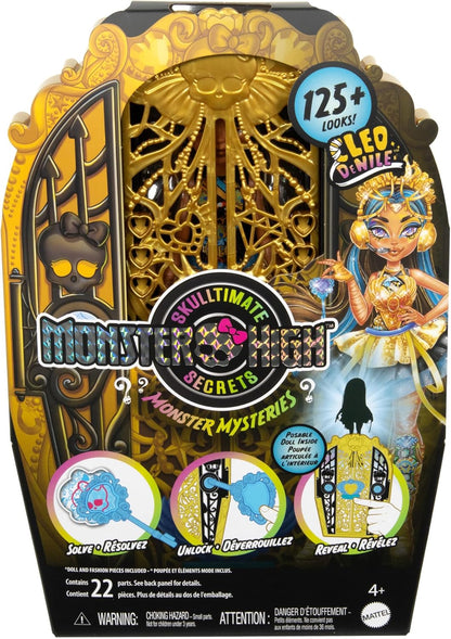 Monster High Skulltimate Secrets Doll and Accessories Set, Monster Mysteries Cleo De Nile with Dress-Up Closet and 19+ Surprises including Clothes, HXH86