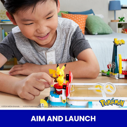 Mega Pokémon Estadio de Entrenamiento Set Figuras de acción con 5 Personajes, 1101 Bloques de construcción, Juguete +8 años (HWR82