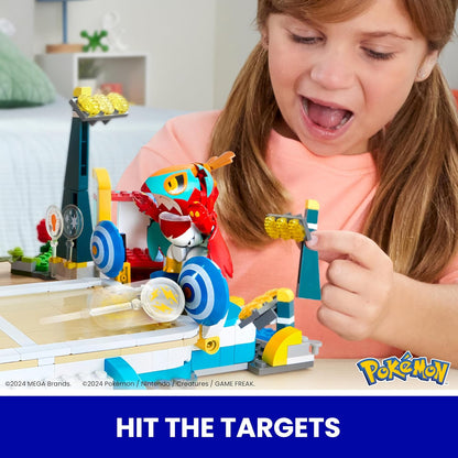 Mega Pokémon Estadio de Entrenamiento Set Figuras de acción con 5 Personajes, 1101 Bloques de construcción, Juguete +8 años (HWR82
