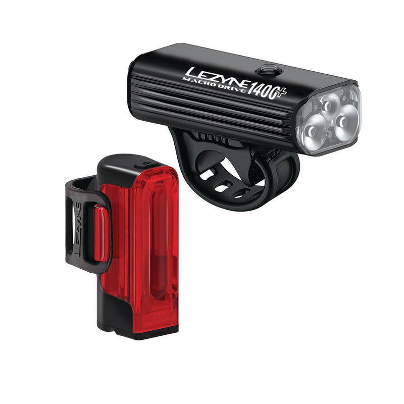 Lezyne Macro Drive and Rear Bicycle Light Set, Front and Rear Pair, Road, Mountain, Gravel Bike, USB Rechargeable