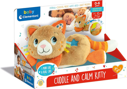 Clementoni- Soft Plush Kitty Toy: Calming Bed Time Interactive Cat Toy with Lights, Sounds Purring & Sweet Melodies for Babies (0+ Months)