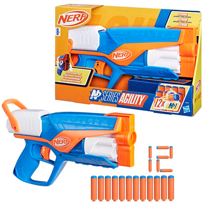 Nerf N Series Agility Blaster, leichte Bauweise mit rotierender Trommel und Spannschlitten für extra Lange Reichweite, 12 Nerf Darts, Jungen und Mädchen