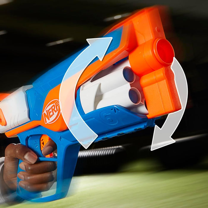 Nerf N Series Agility Blaster, leichte Bauweise mit rotierender Trommel und Spannschlitten für extra Lange Reichweite, 12 Nerf Darts, Jungen und Mädchen
