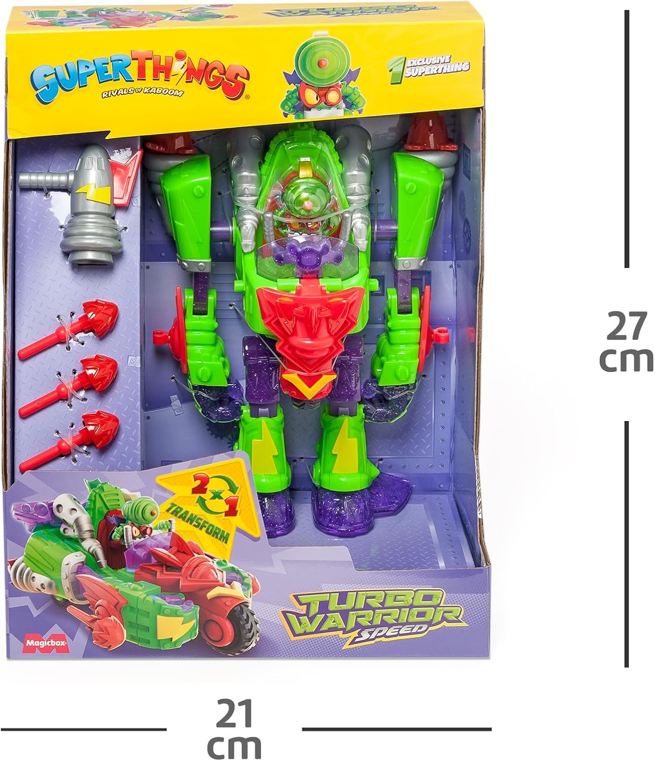SUPERTHINGS Turbo Warrior Speed – Transformable robot villain, the robot transforms into a motorbike, includes 1 Turbo Warrior, 1 accessory and 1 SuperThing