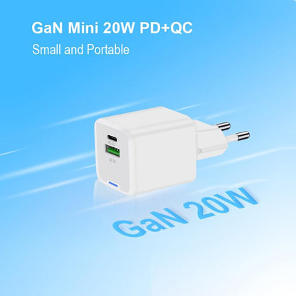 CONCEPTRONIC USB Charger PD GaN 2 Port 20W, USB-C x 1, USB-A x 1, QC 3.0, PPS