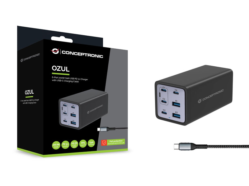 6-Port 200W Gan Usb Pd Charger With