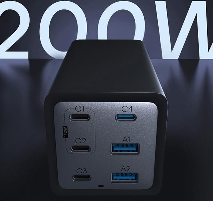 6-Port 200W Gan Usb Pd Charger With