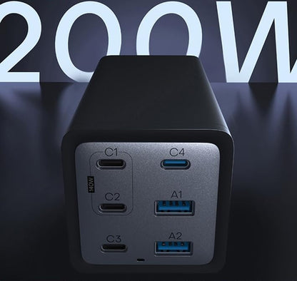 6-Port 200W Gan Usb Pd Charger With