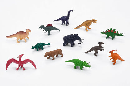 MOJO – Mini Dinosaur figure Mini Worlds Tube Playset 12pc T-Rex, Brachiosaurus, Spinosaurus, Mammoth, Tricerotops, Smilodon, Stegosaurus, Parasauralophus, Ankylosaurus | Dinosaurs Collection