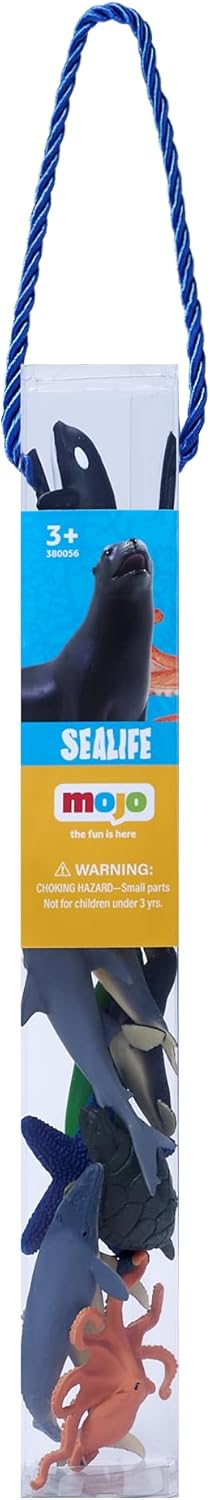 MOJO – Sea Life Mini Worlds Tube Playset 12pcs Starfish, Orca, Penguin, Whale, Stingray, Turtle, Dolphin, Octopus, Shark, Seal, Eel | Hand-Painted Toy Figures | Sealife Collection | Designed in UK
