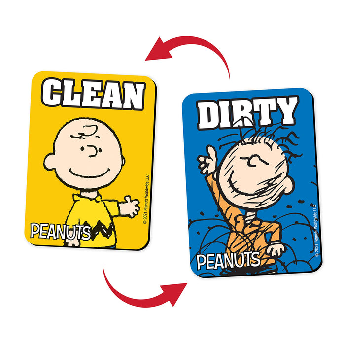 AQUARIUS Peanuts Charlie and Pig Pen Clean Dirty Double Sided Kitchen Dishwasher Magnet - with Adhesive Magnetic Plate for Non-Magnetic Surfaces - Officially Licensed Merchandise - 2.75 x 3.75 in
