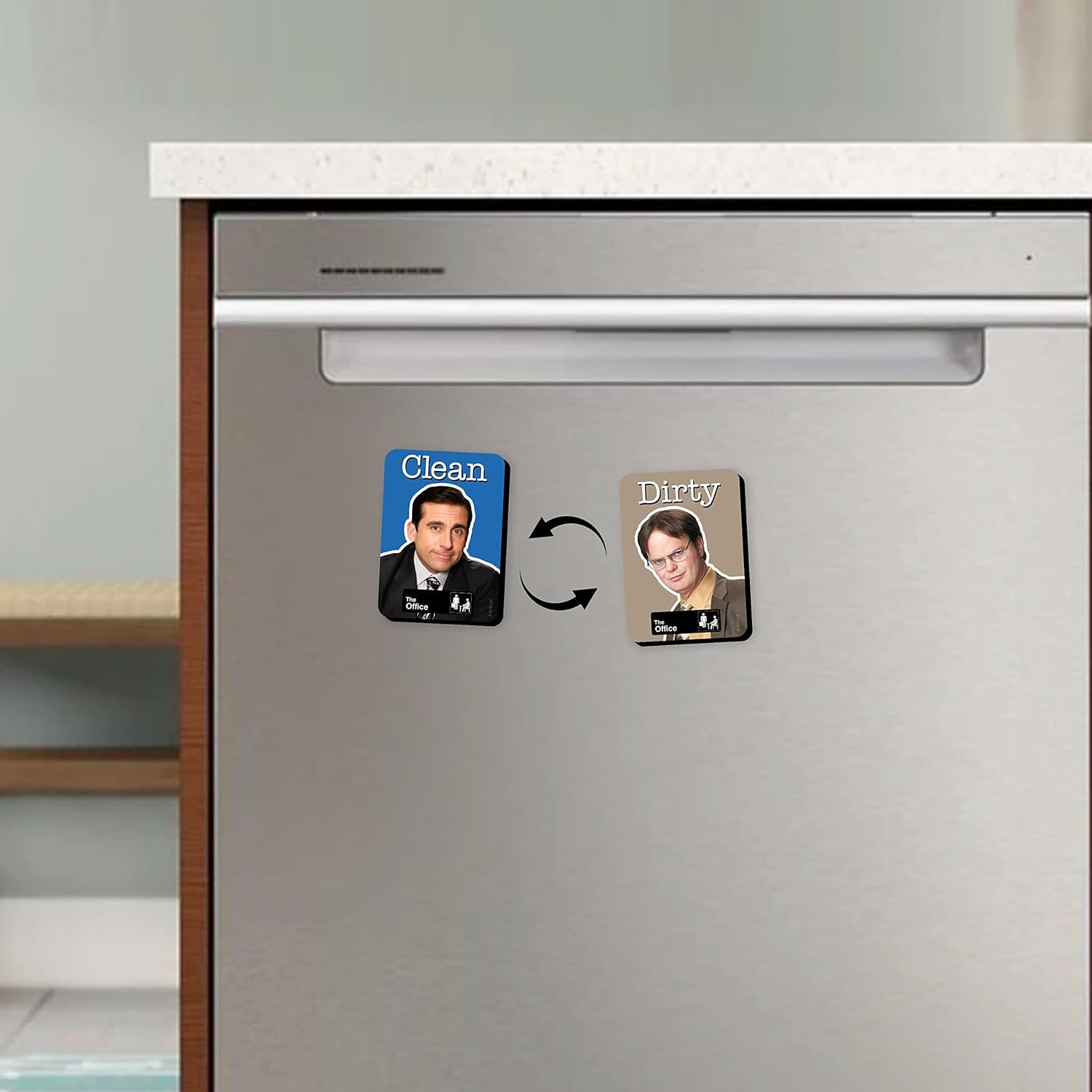 GAMAGO The Office Dishwasher Magnet - Michael and Dwight Double Sided Clean Dirty Magnet Sign Indicator - Officially Licensed Merchandise & Collectibles