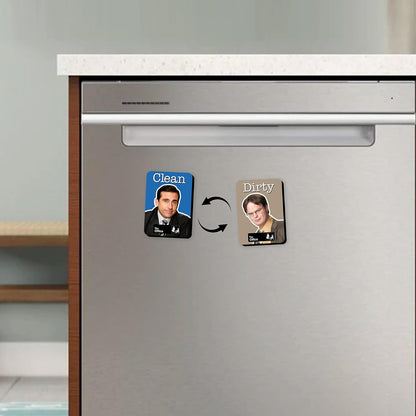 GAMAGO The Office Dishwasher Magnet - Michael and Dwight Double Sided Clean Dirty Magnet Sign Indicator - Officially Licensed Merchandise & Collectibles
