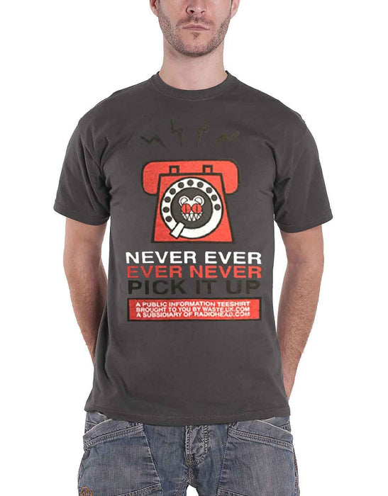 Official Radiohead - Never Pick It Up - Charcoal Unisex Organic T Shirt (Large
