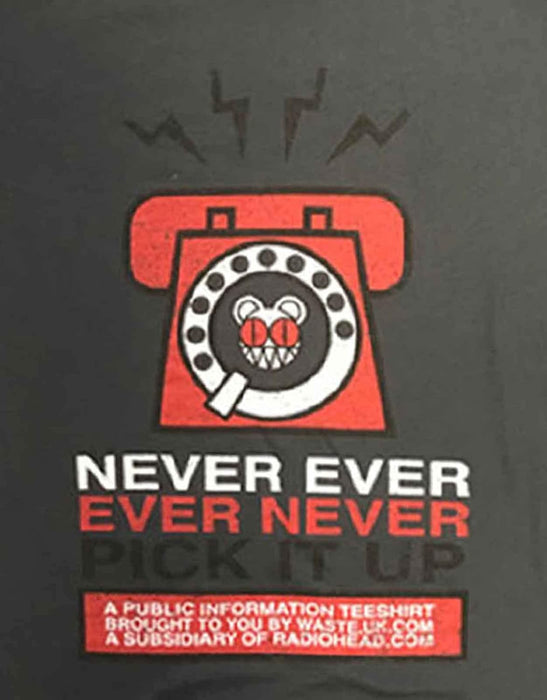 Official Radiohead - Never Pick It Up - Charcoal Unisex Organic T Shirt (Large