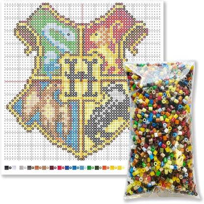 SES Creative 09346 Harry Potter Hogwarts Crest Fuse Beads DIY Set Wall Decoration with 4000 PVC Free Fusible Beads Hogwarts Logo with Full-size instruction poster