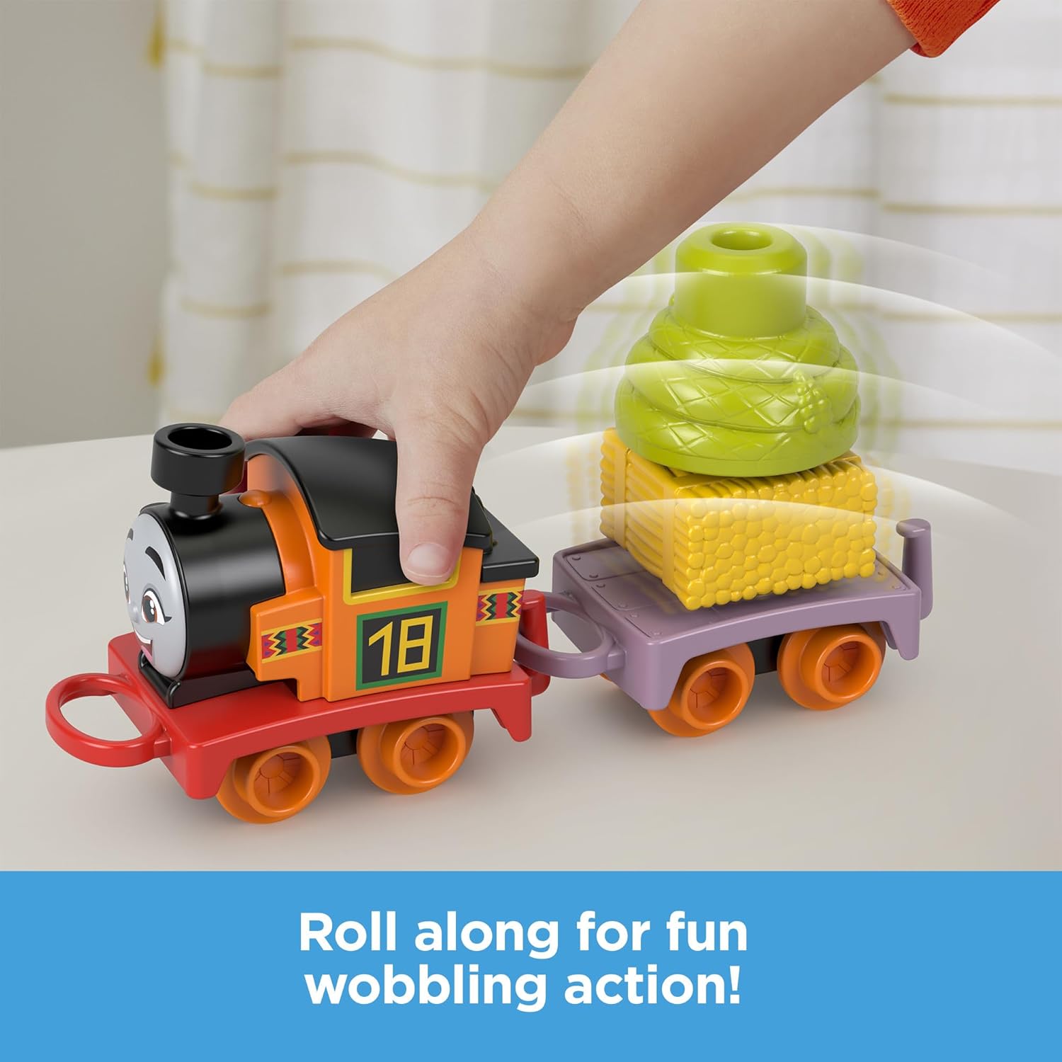 Thomas & Friends Toddler Toy My First Nia Push-Along Train with Stacking Cargo for Kids Ages 18+ Months, HYG34