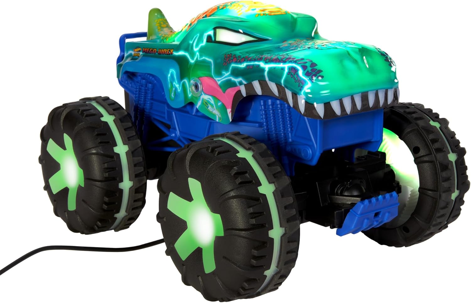 Hot Wheels Monster Trucks 1:15 Scale Mega-Wrex Alive Battery-Powered RC Vehicle with Lights & Sounds, JBD90