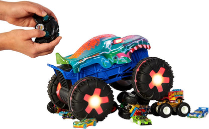 Hot Wheels Monster Trucks 1:15 Scale Mega-Wrex Alive Battery-Powered RC Vehicle with Lights & Sounds, JBD90