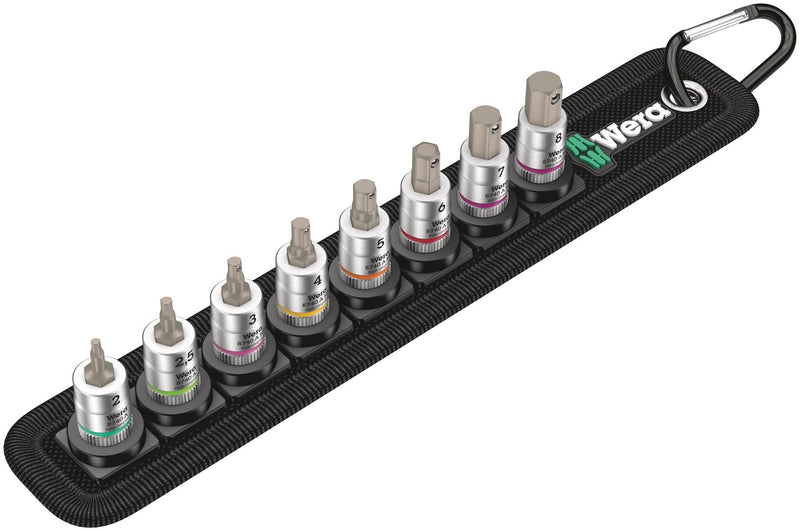Belt 2 Zyklop bit socket set with holding function, 1/4" drive, 8 pieces, Farbig