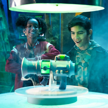 Despicable Me 4 The Ultimate Fart Blaster; Blasts out REAL Fart Rings of fog; Plays 15 Different Fart Sounds Lights Up and Emits Smells; It Includes 2 Different Scented Fart Formulas