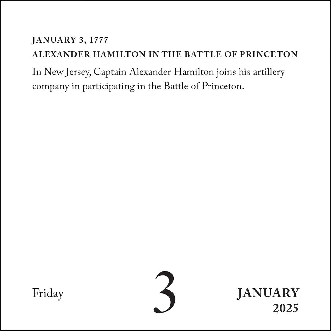 Hamilton 2025 Day-to-Day Calendar