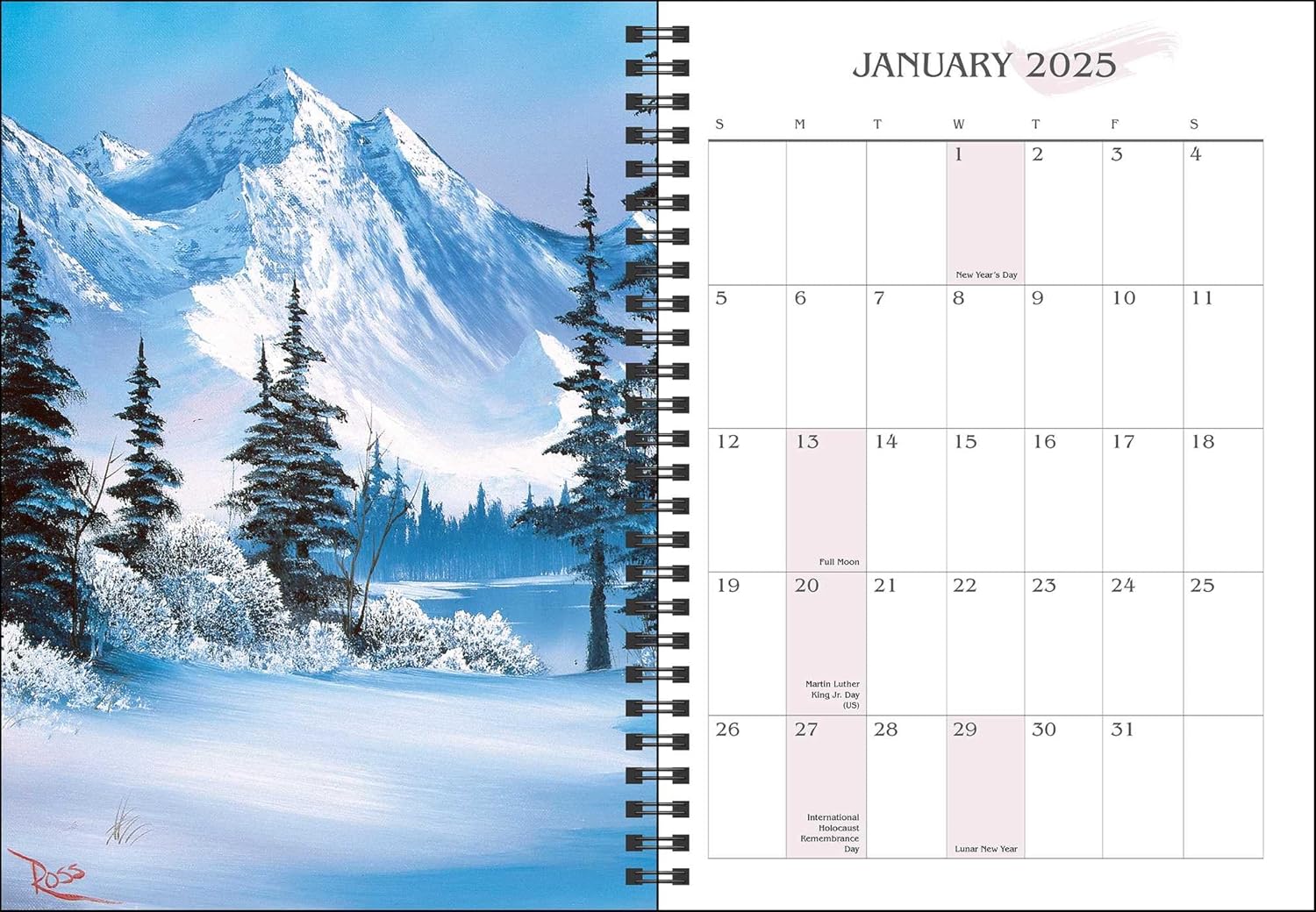 Bob Ross 12-Month 2025 Planner Calendar