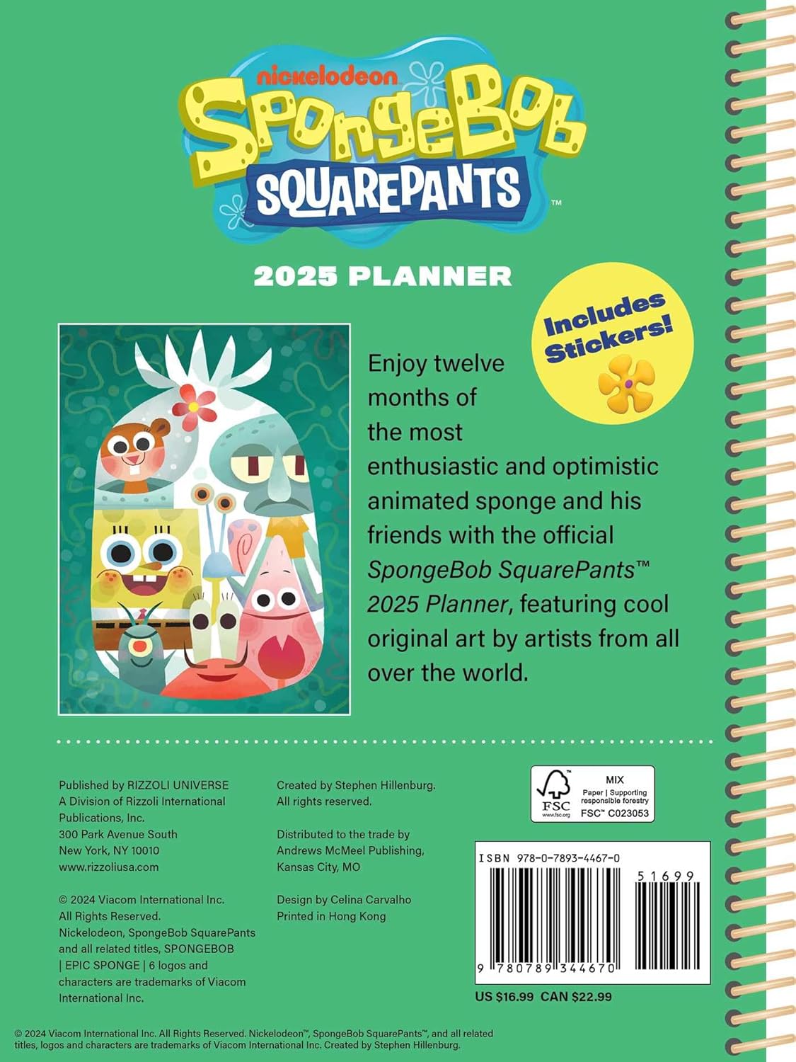 SpongeBob SquarePants 12-Month 2025 Planner Calendar