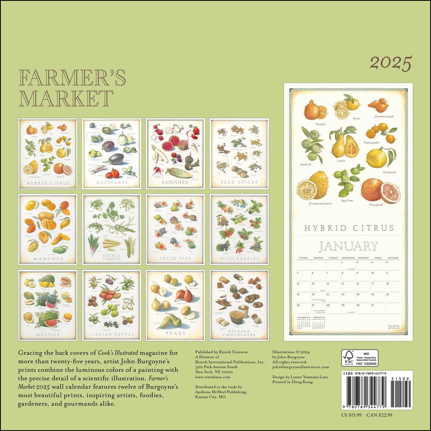 Farmer's Market 2025 Wall Calendar