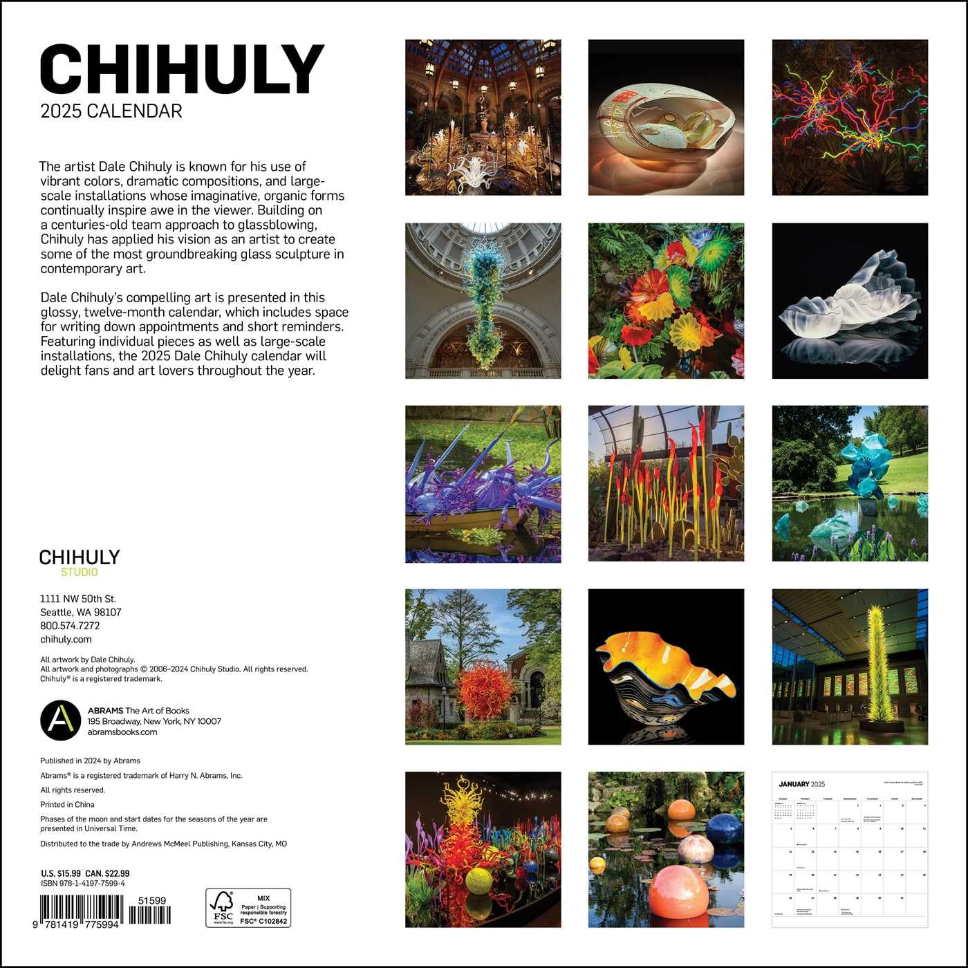 Chihuly 2025 Wall Calendar