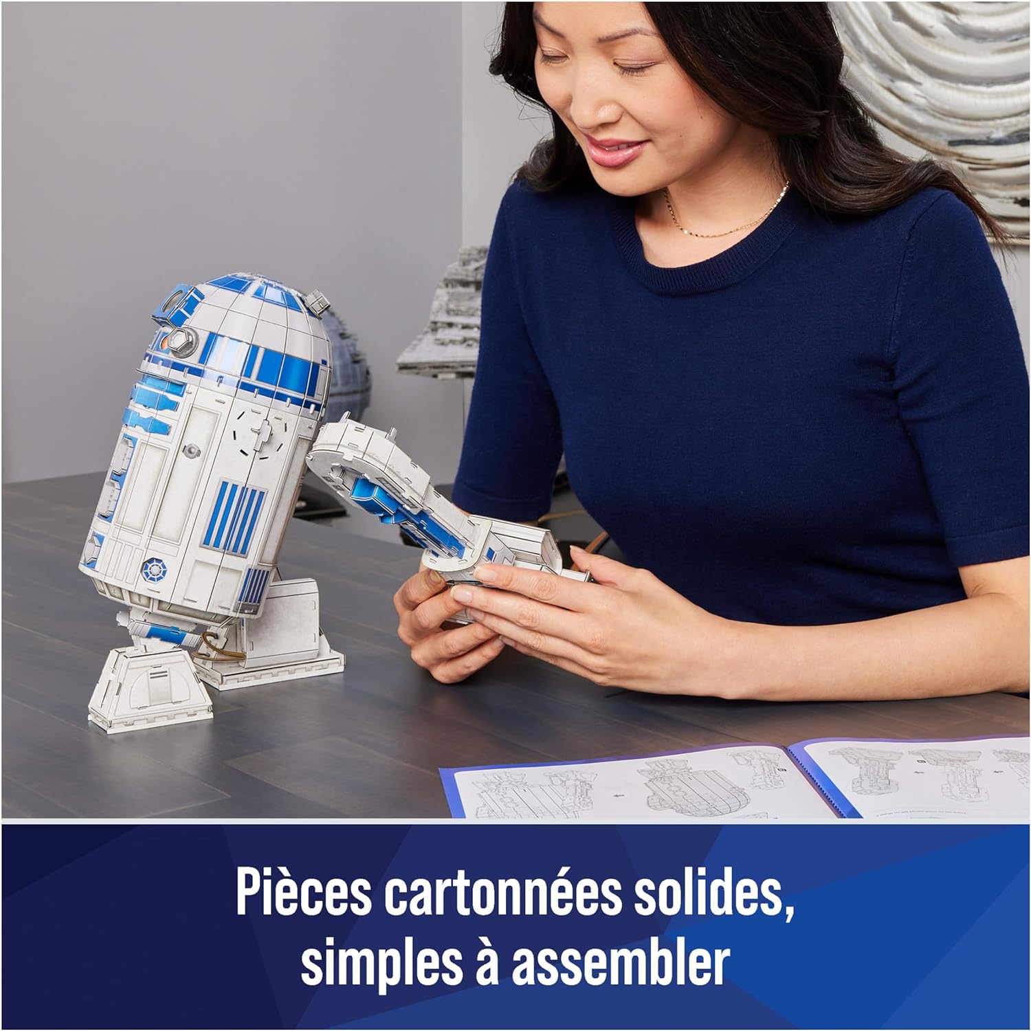 4D Build 6069817 R2-D2 Craft Cardboard, 201 Pieces, Star Wars Toy, Table Decoration, Building Toy, 3D Model Kit for Adults and Teenagers