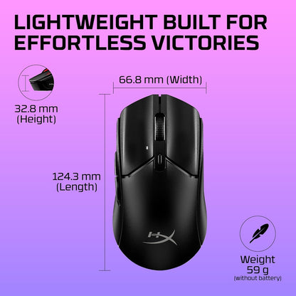 HyperX Pulsefire Haste 2 Core, Mouse Gaming Senza Filo, Connettività 2,4 GHz, Illuminazione RGB, 6 Tasti Programmabili, 12000 DPI, Resistenza fino a 20 Milioni di Clic, Batteria fino a 100 Ore, Nero