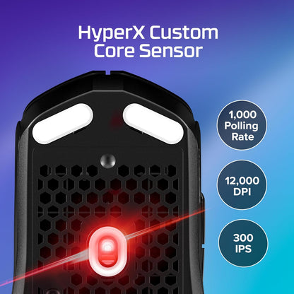 HyperX Pulsefire Haste 2 Core, Mouse Gaming Senza Filo, Connettività 2,4 GHz, Illuminazione RGB, 6 Tasti Programmabili, 12000 DPI, Resistenza fino a 20 Milioni di Clic, Batteria fino a 100 Ore, Nero