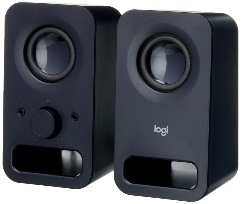 Logitech Z150 PC Speaker, Stereo Sound, 2 Speakers, 6 Watts Peak Power, 3.5mm Input, Right Speaker Controller, Headphone Jack, UK Plug, PC/TV/Mobile Phone/Tablet - Black