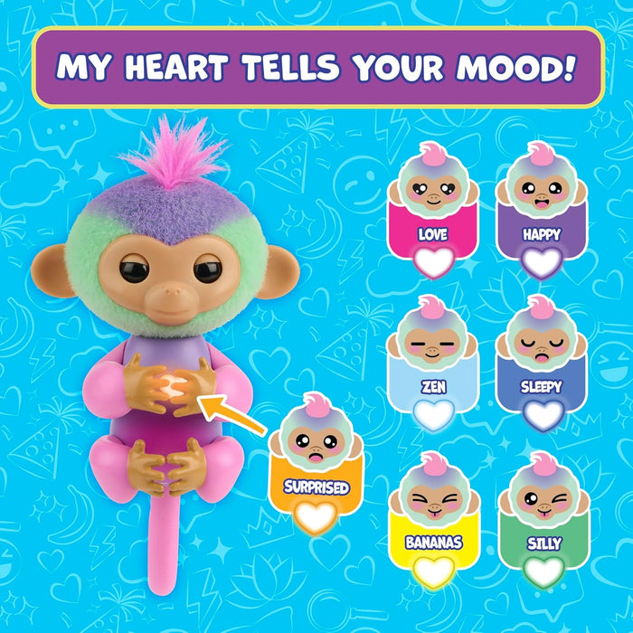 Fingerlings Magic Moods Interactive Baby Monkey, Norah (Teal & Purple), Tells Fortune and Mood, 70+ Sounds & Reactions (Ages 5+