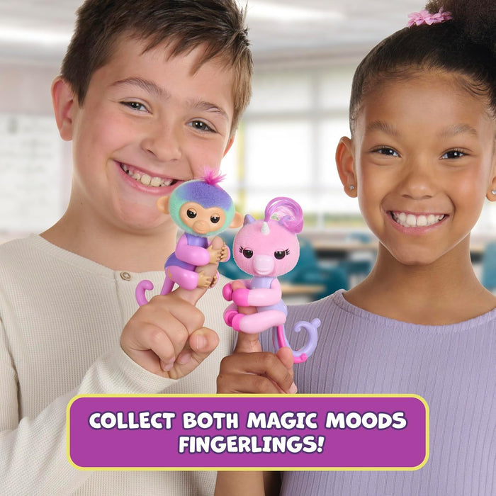 Fingerlings Magic Moods Interactive Baby Monkey, Norah (Teal & Purple), Tells Fortune and Mood, 70+ Sounds & Reactions (Ages 5+