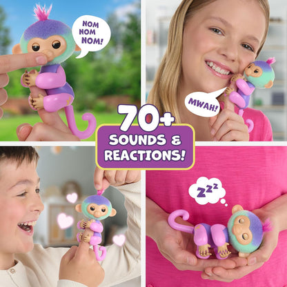 Fingerlings Magic Moods Interactive Baby Monkey, Norah (Teal & Purple), Tells Fortune and Mood, 70+ Sounds & Reactions (Ages 5+