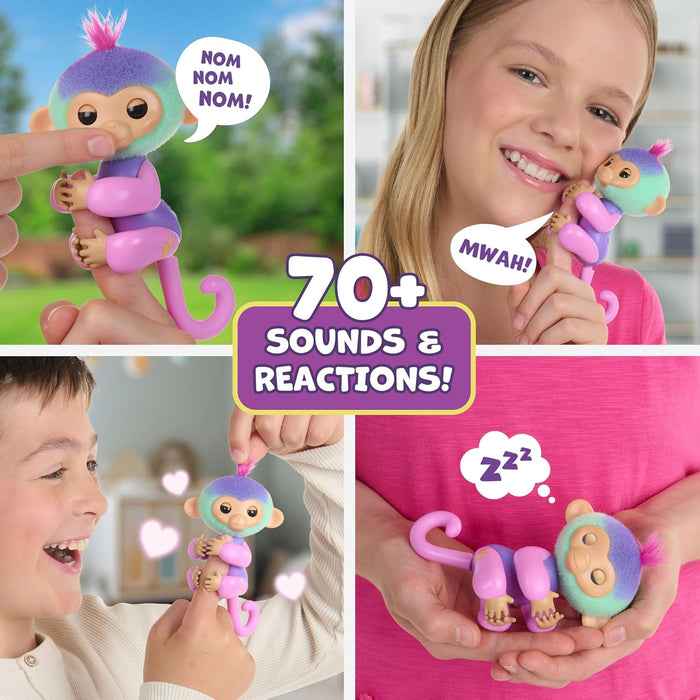 Fingerlings Magic Moods Interactive Baby Monkey, Norah (Teal & Purple), Tells Fortune and Mood, 70+ Sounds & Reactions (Ages 5+