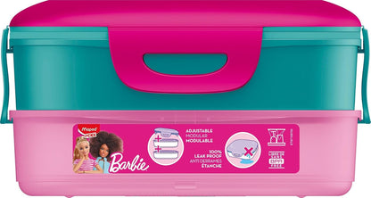 Maped Picnik Barbie - Contenitore per il pranzo con 2 scomparti modulari, di cui 1 scomparto impermeabile, facile da lavare in lavastoviglie, 1,4 l, licenza ufficiale Barbie