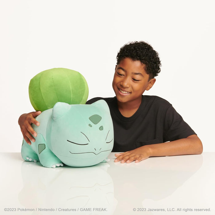 Pokémon 18-Inch Plush Sleeping Bulbasaur - Cuddly Must Have Fans- Plush for Traveling, Car Rides, Nap Time, and Play Time,Multicolour Multicolor
