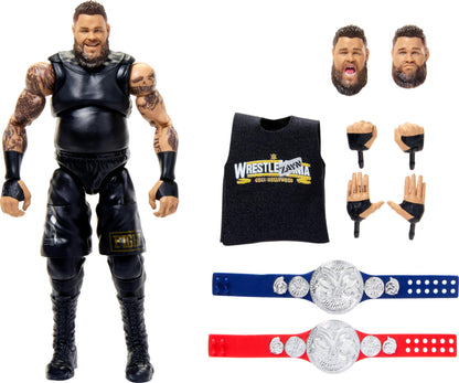 Mattel WWE Ultimate Edition Action Figure & Accessories, 6-inch Kevin Owens Collectible Set, Swappable Heads & Hands, Entrance Gear & 30 Articulation Points, HWP54