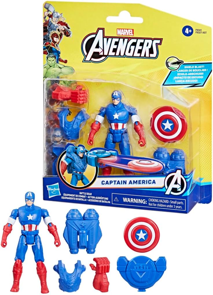 Marvel Epic Hero Series Battle Gear Captain America Action Figure, 4-Inch, Avengers Super Hero Toys for Kids Ages 4 and Up