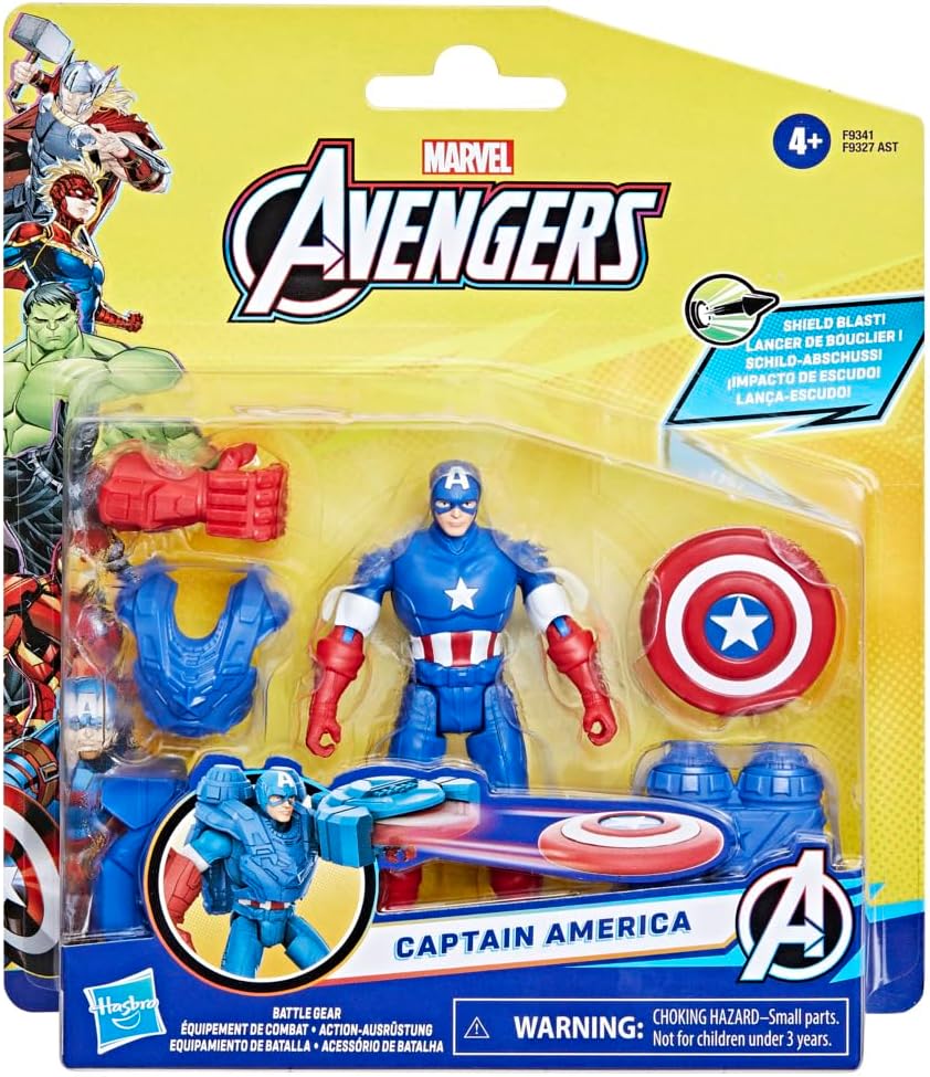 Marvel Epic Hero Series Battle Gear Captain America Action Figure, 4-Inch, Avengers Super Hero Toys for Kids Ages 4 and Up