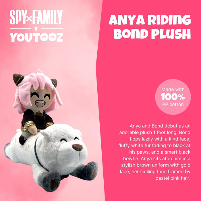 Youtooz Spy x Family Bond Anya and Bond 1FT Plush, Anya Riding Bond Plushie, Collectible Anya Riding Bond from Spy x Family by Youtooz Spy x Family Plush Collection Anya Riding Bond 1FT