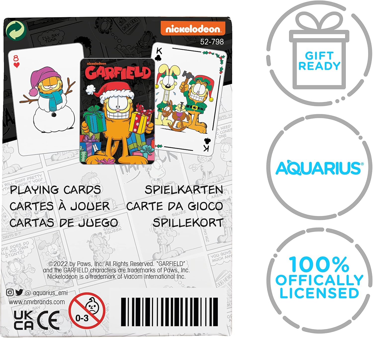 AQUARIUS Garfield Christmas Playing Cards - Garfield Christmas Themed Deck of Cards for Your Favorite Card Games - Officially Licensed Garfield Merchandise & Collectibles