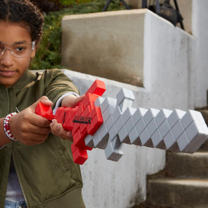 Nerf Minecraft Heartstealer Toy Sword, Blasts Darts, includes 4 Elite Foam, Design