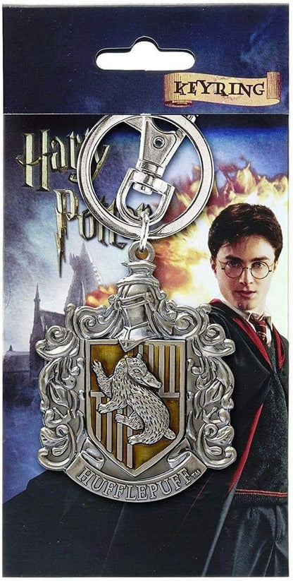Harry Potter Hufflepuff School Crest Pewter Keychain