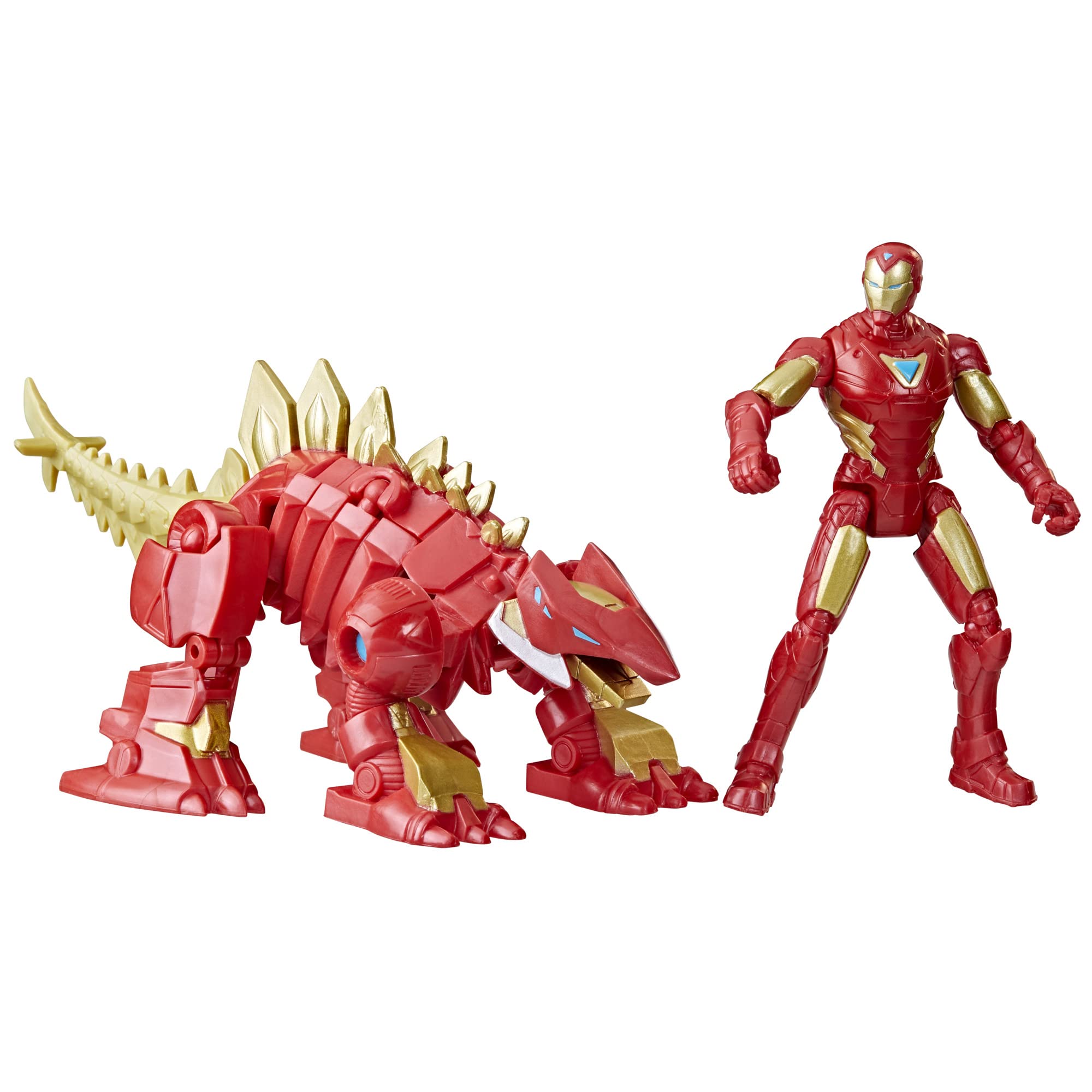 Marvel Mech Strike Mechasaurs, 4-Inch Iron Man with Iron Stomper Mechasaur Action Figures, Super Hero Toys for Kids Ages 4 and Up